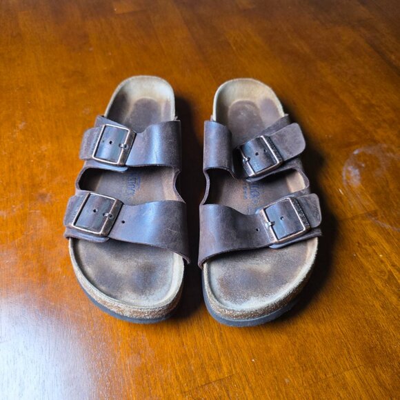 Birkenstock Arizona Soft Habana Leather Brown Slide Sandal Men\'s - Size 40 main image 4